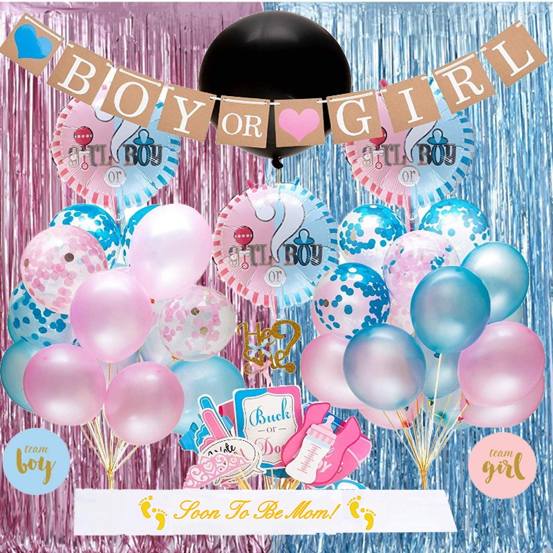 One Baby Girl Boy Gender Reveal Latex Balloons Baby Shower Party Decorations 